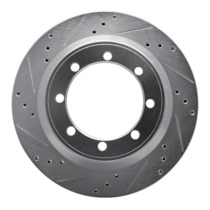Ford F-350 Super Duty Brake Rotor (1) - Rear Left - R1 Concepts - Drilled & Slotted - Silver - `99-`04